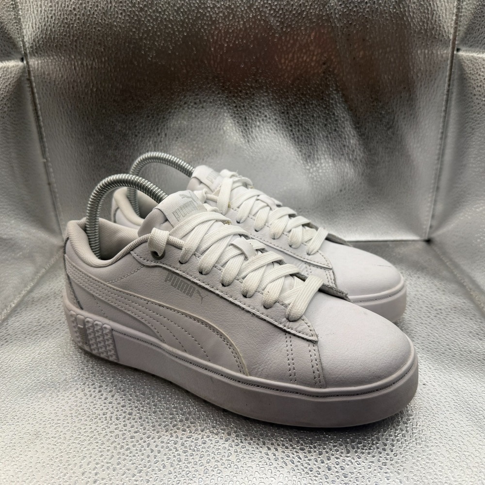 Size 6.5 Puma Smash Platform V3‎ White Womens Lace-Up Casual Shoes 394006-01